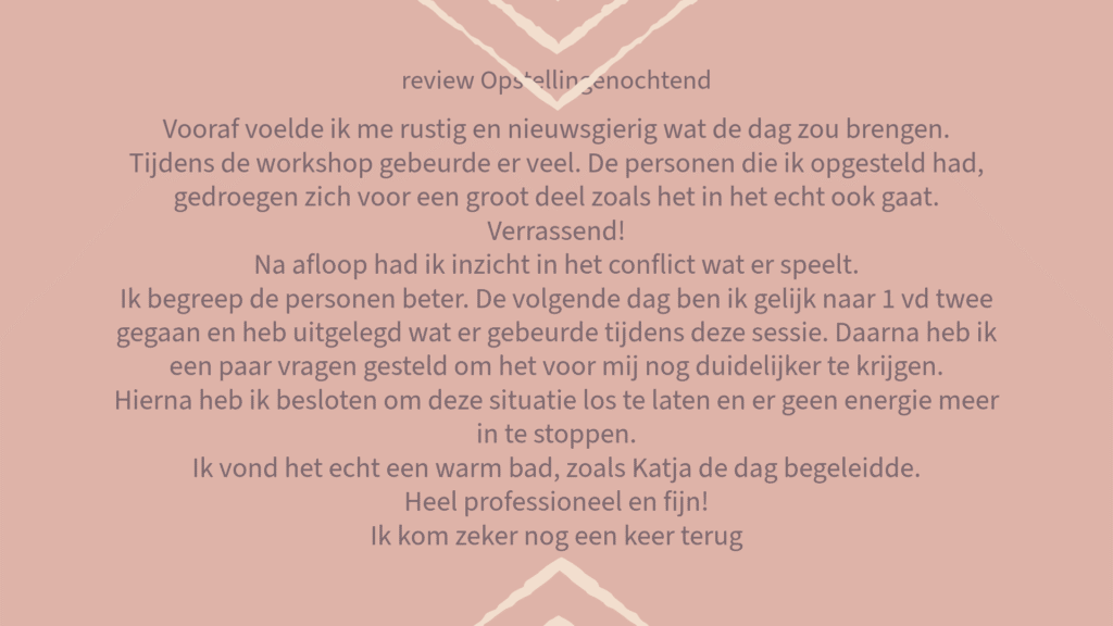 review, recensie Opstellingendag TCK, Therapeutisch Centrum Kaathoven, Katja
