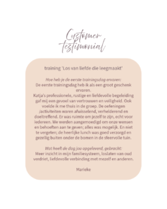 review, recensie, testimonial Los van liefde die leegmaakt